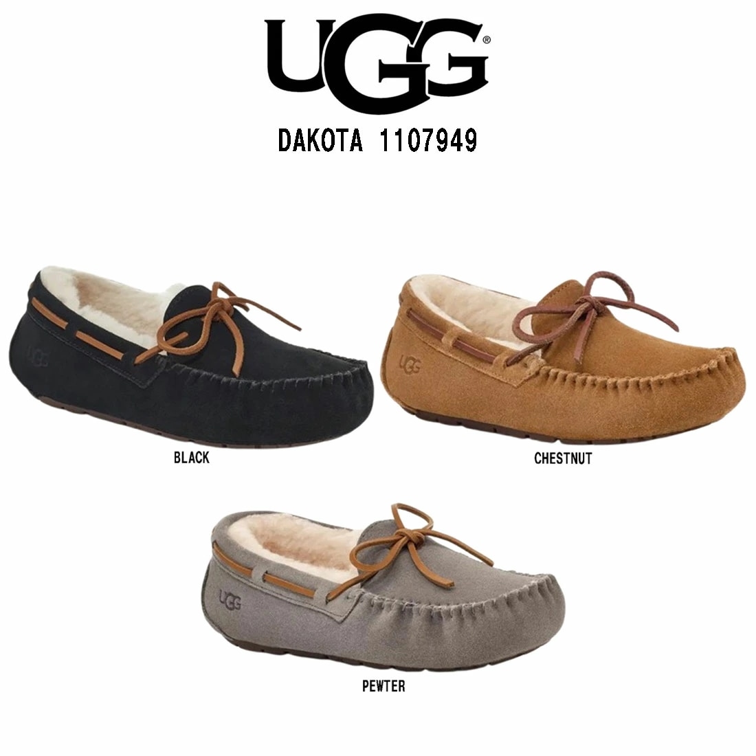 UGG ムートン モカシン スリッポン シューズ 定番 リボン スエード 防寒 シンプル カジュアル ダコタ レディース 女性用 靴 DAKOTA 1107949