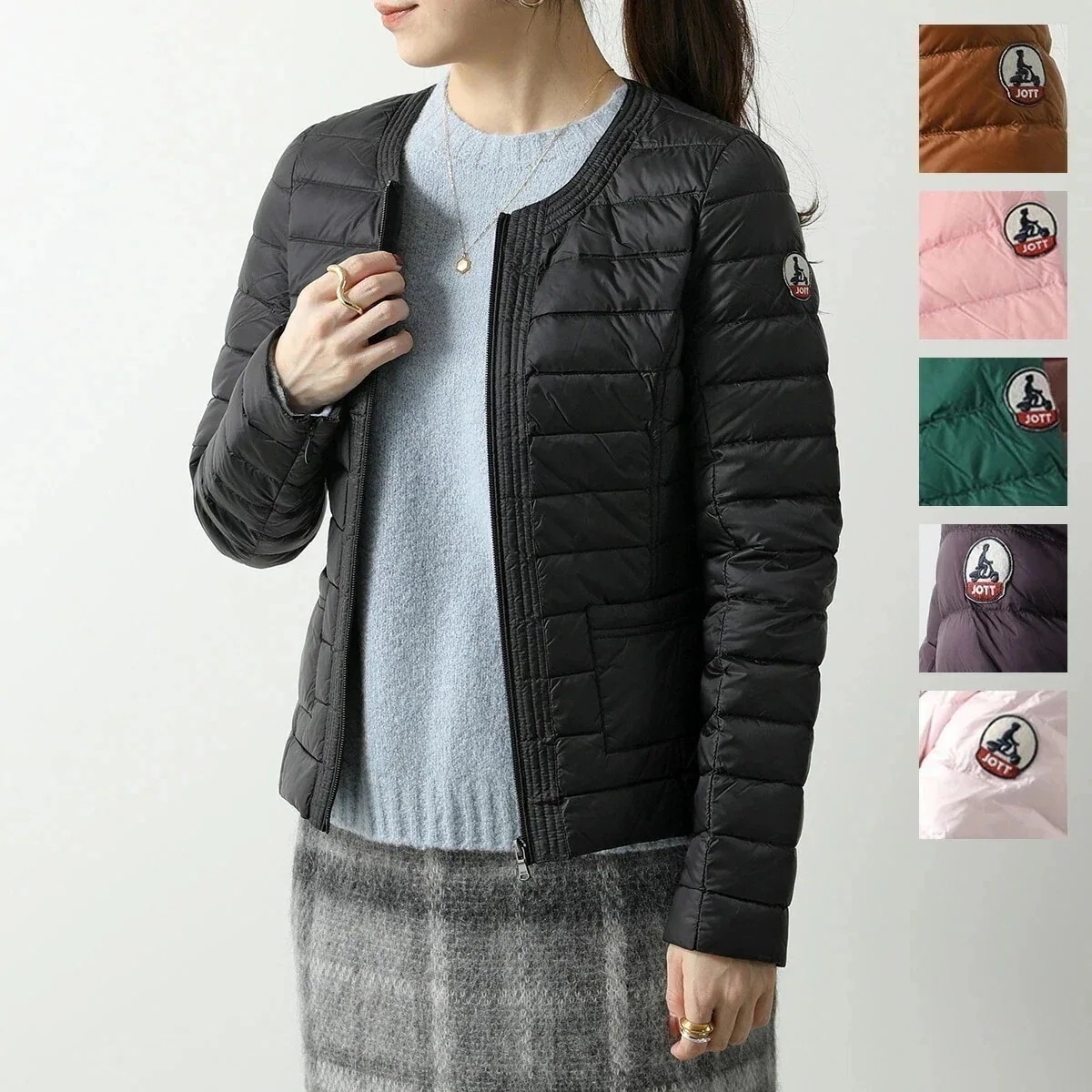 JOTT ジョット ノーカラージャケット Douda WDOW16 WDOW17 レディース ライトダウン ショート丈 パッカブル ジップアップ インナーダウン