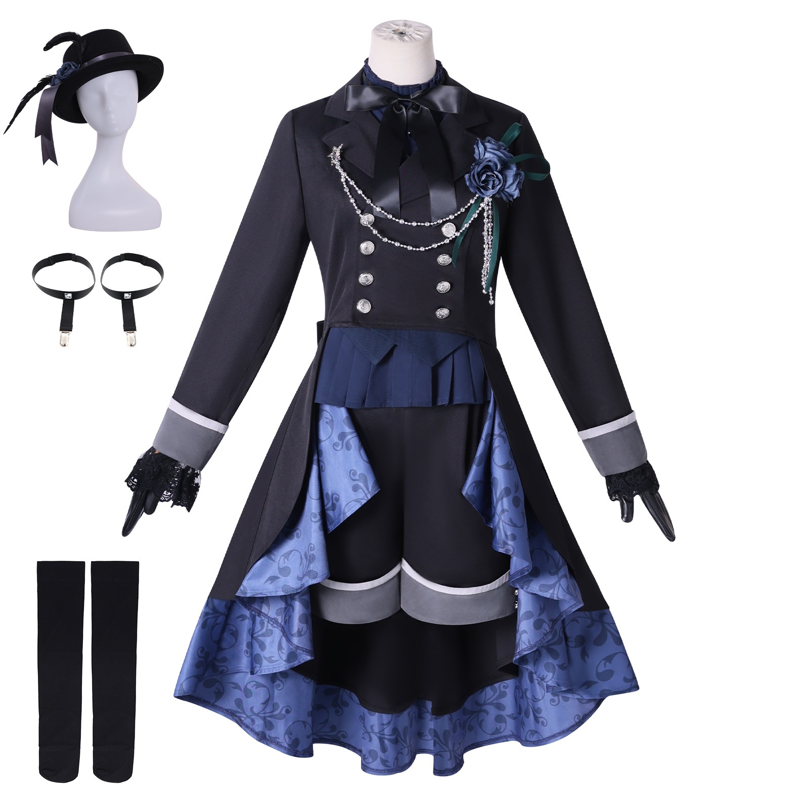 【人気爆売れ】黒い執事cos コスプレ コスチューム黒いバラ夏爾コスプレ にじげんアニメキャラクターは服装を演じます