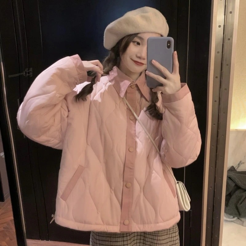 品大人気レディース中綿ジャケットオーバーコート外套ステンカラーコート軽量秋冬可愛い女子アウター