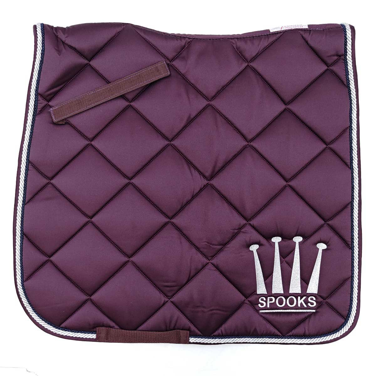 【中古・未使用品】SPOOKS スプークス サドルパッド Dressage Pad Crown Shiny ゼッケン DR バーガンディ 乗馬 馬術
