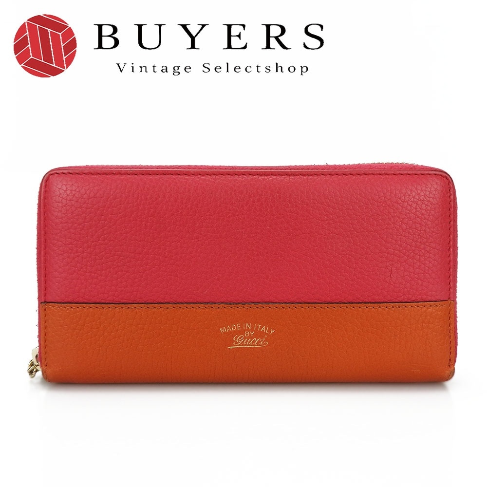 中古 グッチ ラウンドファスナー 長財布 バンブー タッセル ジッピー レザー 革 オレンジ ピンク バイカラー ウォレット レディース 女性 307984 GUCCI Zip Around Lon 17,218円