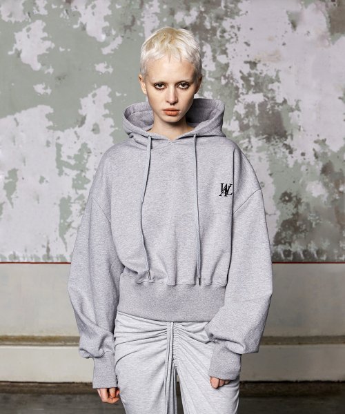 Signature easy crop hoodie - GREY
