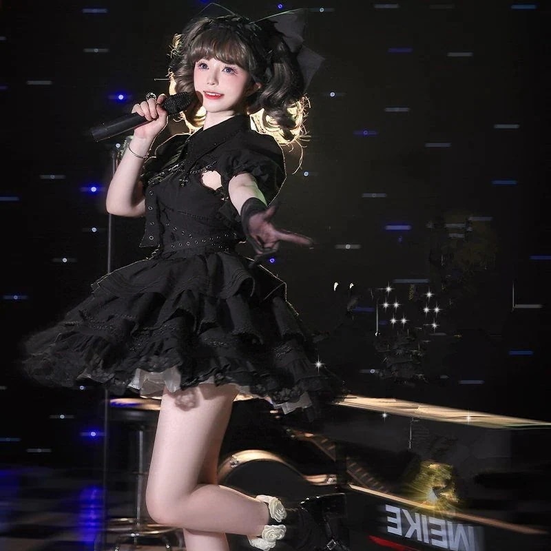メイド服 人気 コントラクトクロスjskヒョウ猫ロリータゴシックエレガントドッグショートスイートドレス