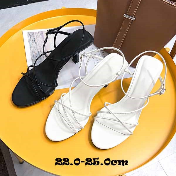 華奢ストラップサンダル ピンヒールヒール ローヒール サンダル レディース かかと あり ヒールサンダル アンクルストラップ 夏 ベルト 靴 女性 大人 美脚 シューズ 小さいサイズ ブラック ホワイ 5,489円