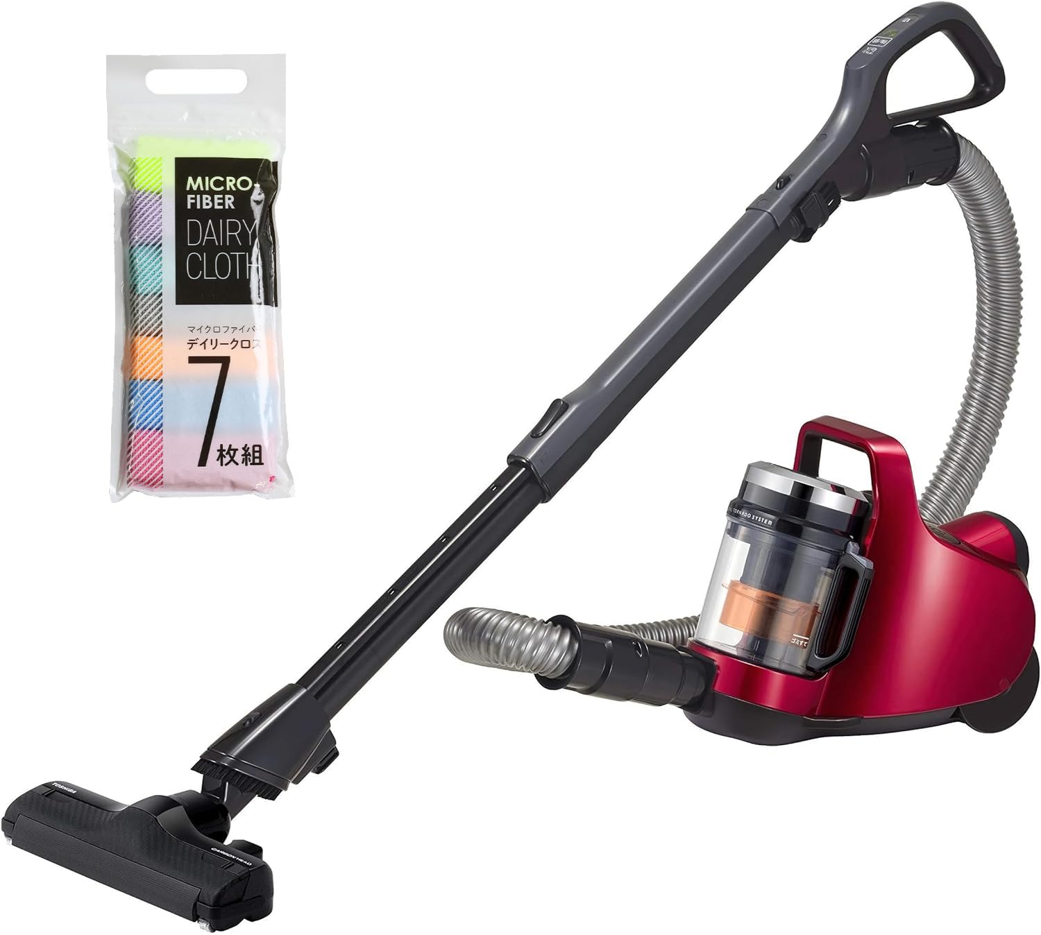 東芝 掃除機 サイクロン トルネオミニ VC-C7-R グランレッド＆使い捨てクロス(7枚入) 2点セット