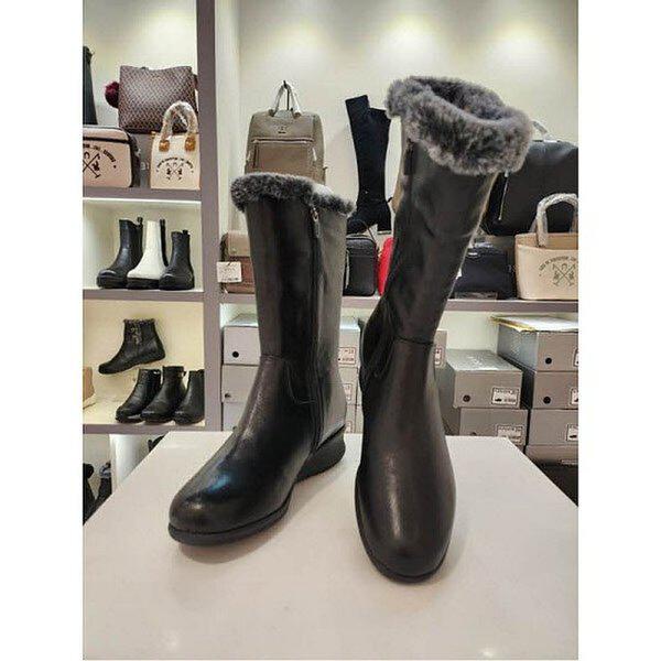 女性ファーハーフブーツ 4CM(EQCWBM673BK) (P003709224)