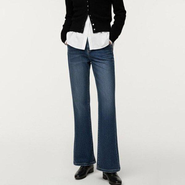 (MIZ)1560カーブステッチ起毛ブーツカットバンディングデニムパンツ