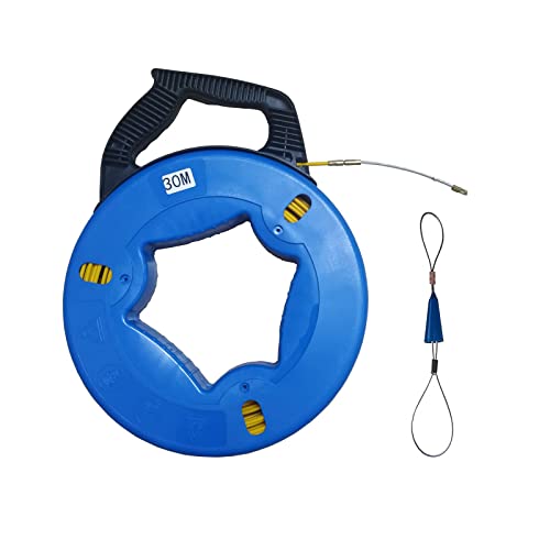 Leyicy 通線ワイヤー 30m 通線収納ケース付け スチールワイヤー 通線工具 屋根裏などに配線