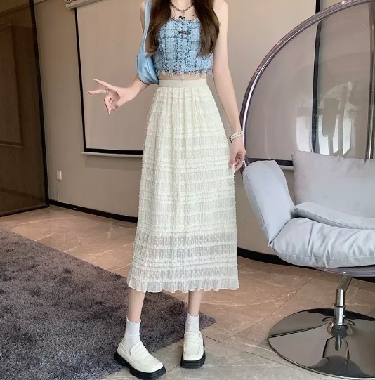 スカート ロング丈 Aライン レース ハイウエスト ウエストゴム 透け感 シースルー 薄手 かわいい 大人可愛い きれいめ シンプル カジュアル 大人 上品 おしゃれ お洒落 大人女子 こなれ感 ラフ