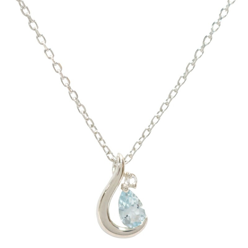 ネックレス レディース 3月 誕生石 誕生日 しずくモチーフ ネックレス エターナルシルバー