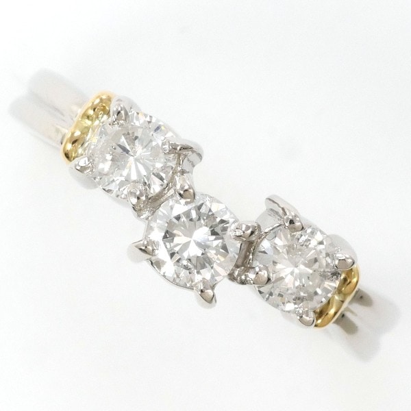 PT900 プラチナ K18YG リング 9号 ダイヤ カード鑑別書 ジュエリー 中古