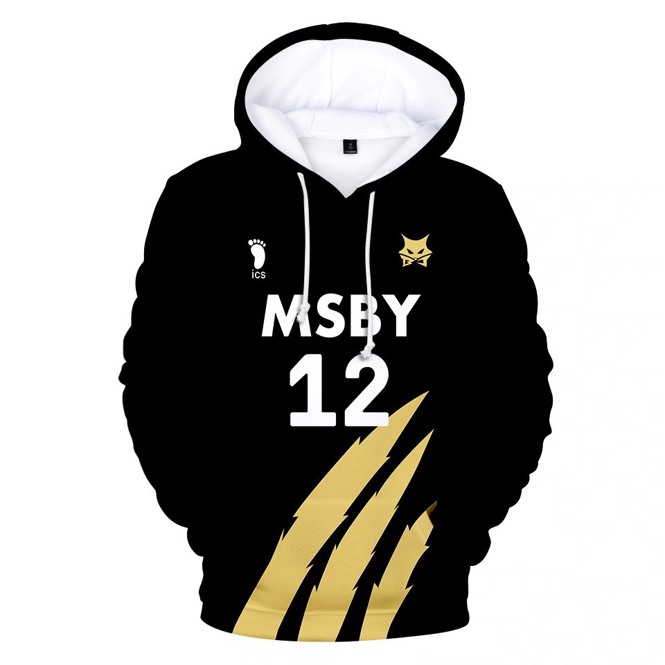 バレーボールジュニアキャラクターユニフォーム d カラープリントパーカープルオーバーガールズフード付きスウェットシャツ