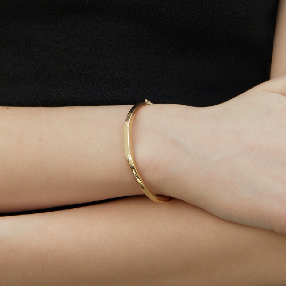 LUNNE シルバー 925 ソリッドエッジバングルブレスレット #LSB18
