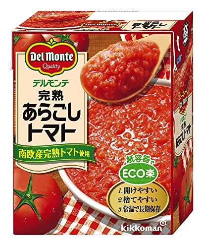 キッコーマン食品 デルモンテ 完熟あらごしトマト 紙パック トマト缶 缶詰 388g×12個