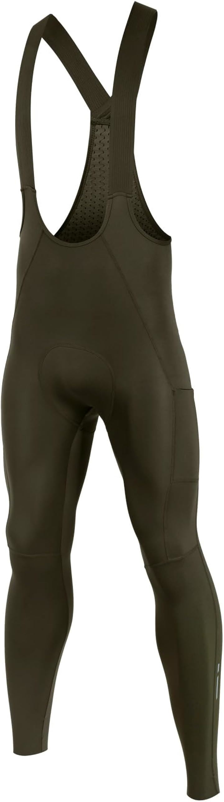 メンズ サイクルパンツ サイクルビブパンツ ロング ビブタイツ サイクリング ロードバイク サイクルウエア 4Dパッド 通気 速乾 弾力 ポケット 反射材(グリーン, L)