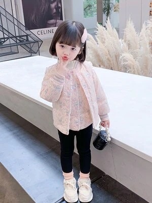 ベビー ダウンジャケット 子供 洋風 女の子 冬 薄手 秋冬 コート カートゥーン 羽毛 中 子供