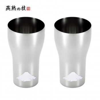 よこやま 燕熟の技 感温ステンレスタンブラー440ml 2P 赤富士 EJK-701