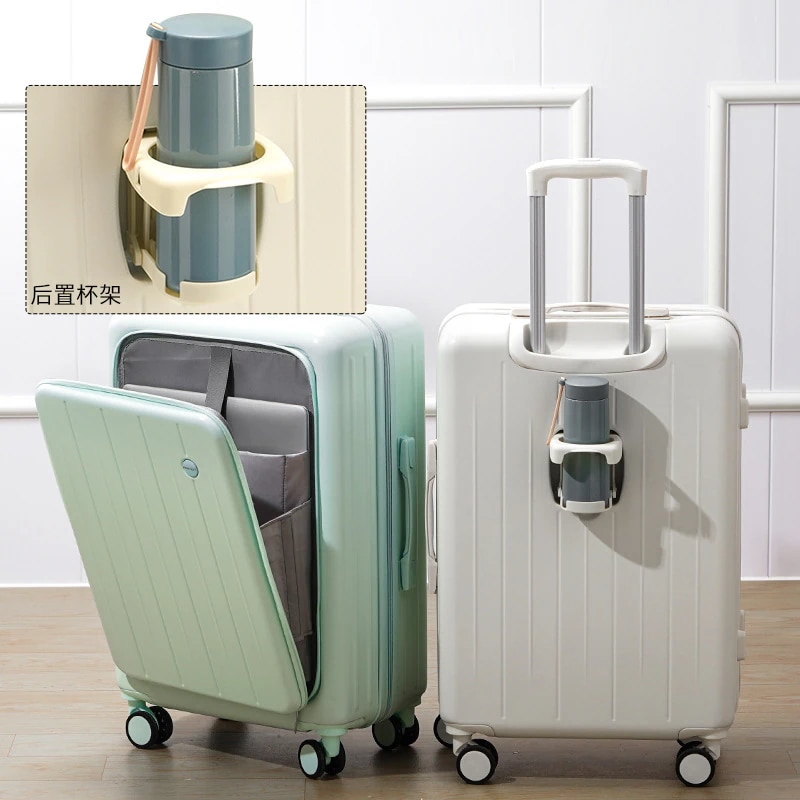 フロントオープン荷物拡張可能女性用小型20インチ搭乗軽量トロリースーツケース24スーツケース男性学生