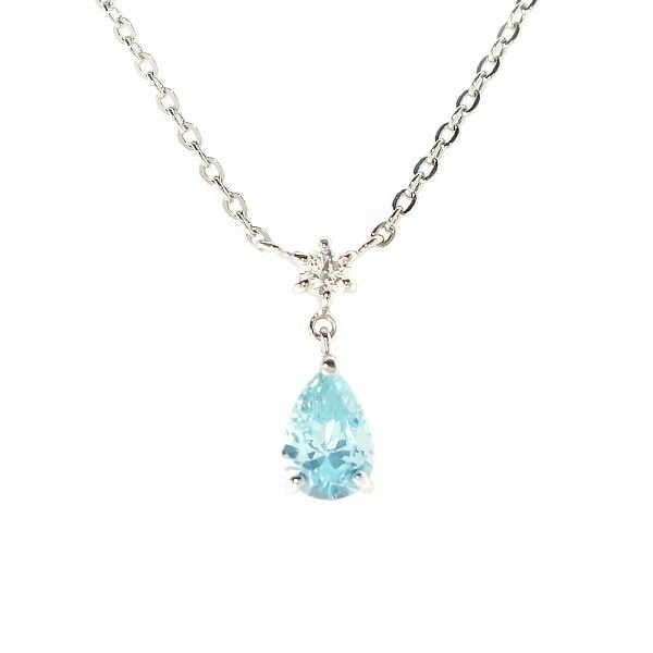 リボン済＆紙袋 ネックレス レディース しずくモチーフ ペンダント ジュエリー プレゼント アクセサリー キュービックジルコニア シルバー素材 祝い