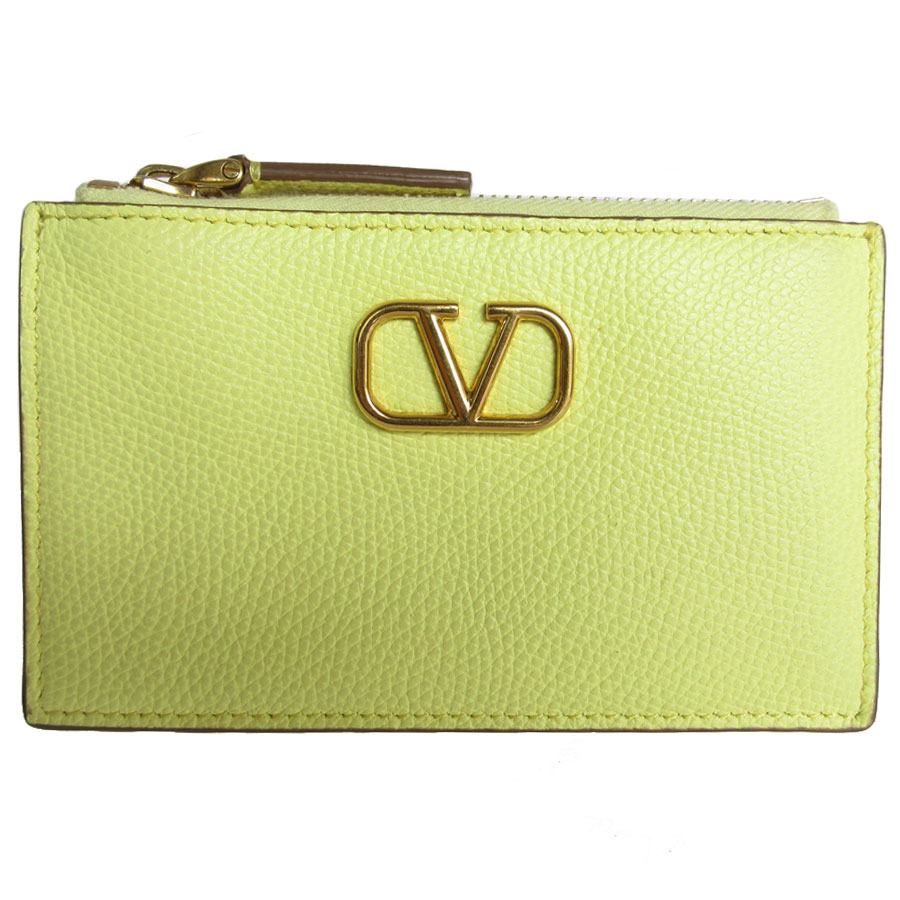 ヴァレンティノ ガラヴァーニ Valentino Garavani カードケース コインケース レザー イエロー ゴールド メンズ s0187g