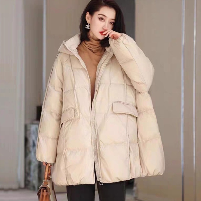 ダウンジャケット女2023年新型中長タイプの白鴨パイルファッション洋風デザイン感小衆爆金冬コート 6,376円