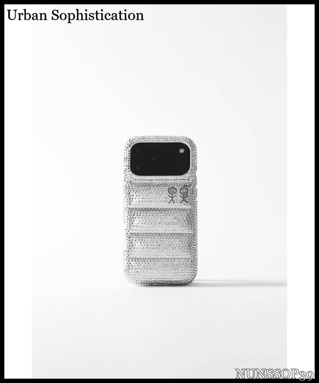 Urban Sophistication THE PUFFER CASE - RHINESTONES IN SILV