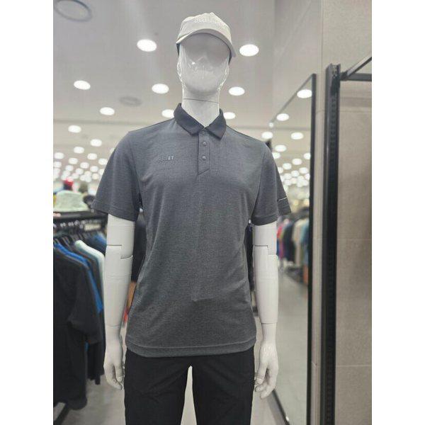 男性用夏のアウトドア機能性半袖カラーストライプジェリー半袖Tシャツチャコール_CC