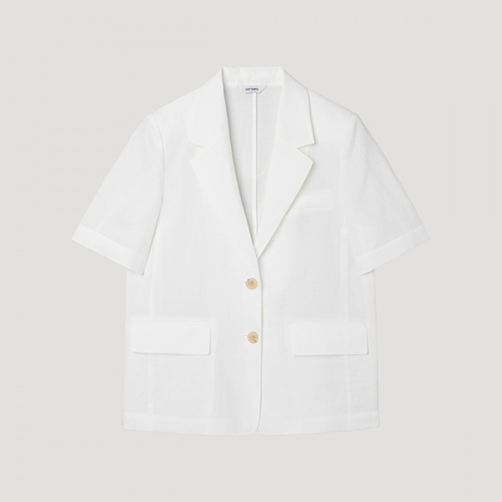 [SHS MISS] リネンツーボタンハーフスリーブジャケット_SWWJKP22050_OW