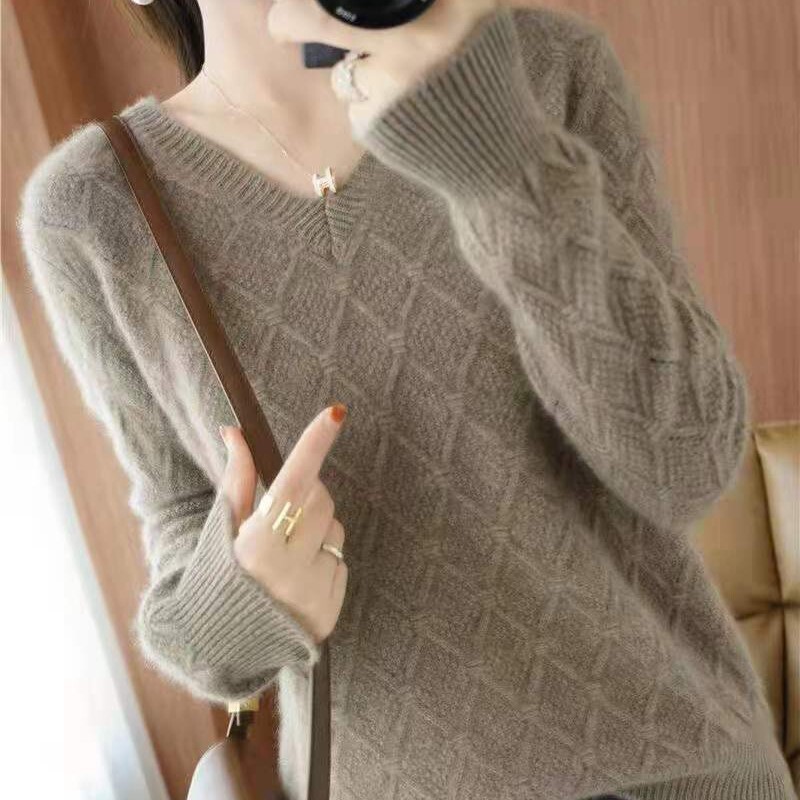 トップス レディース ニット セーター S M L XL 2XL 3XL 4XL 韓国 プルオーバー Vネック 長袖 袖あり かわいい 大人可愛い きれいめ シンプル カジュアル おしゃれ お洒落