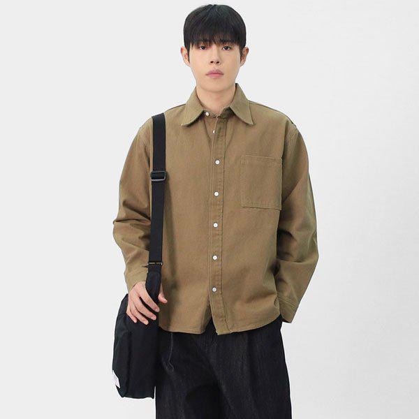 メンズタンタンコットンデイリーオーバーフィットワークシャツ南方 SRAT128