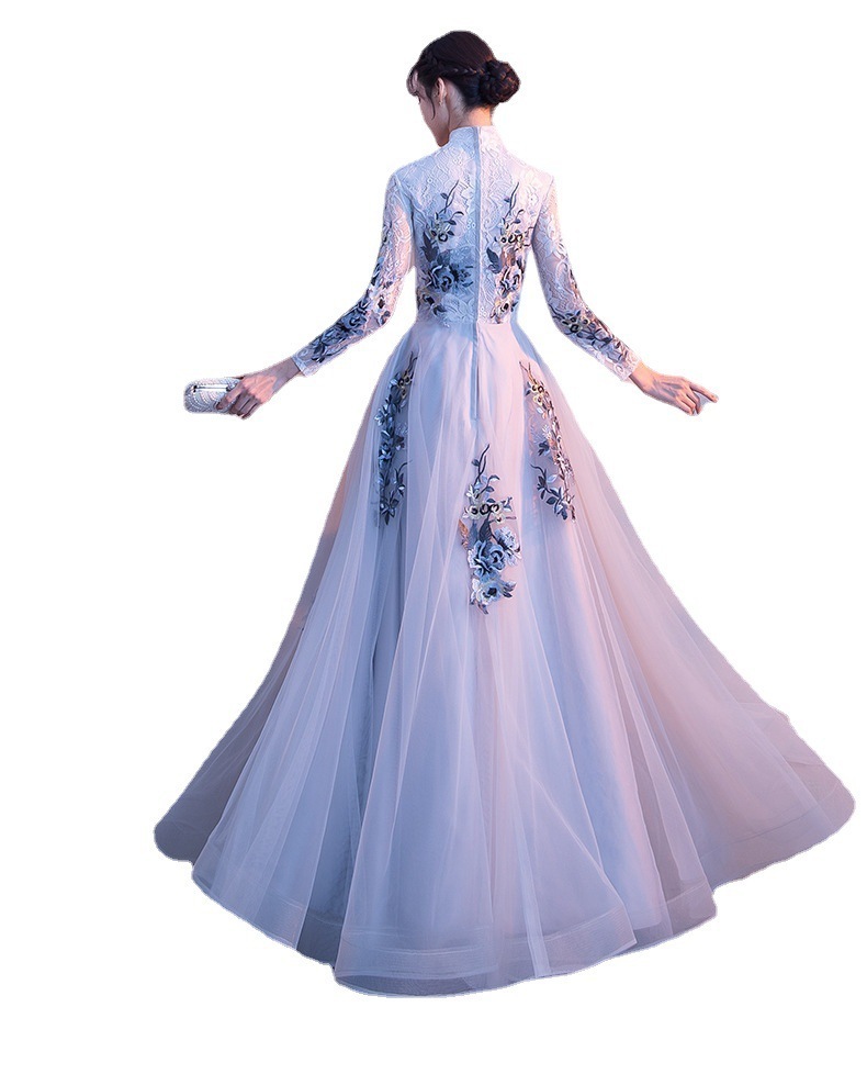 ロングドレス 演奏会 結婚式 ドレス チュール レース マキシ丈 パーティードレス フォーマル パーティドレス ピアノ 発表会 二次会 ウェディング 花嫁-870