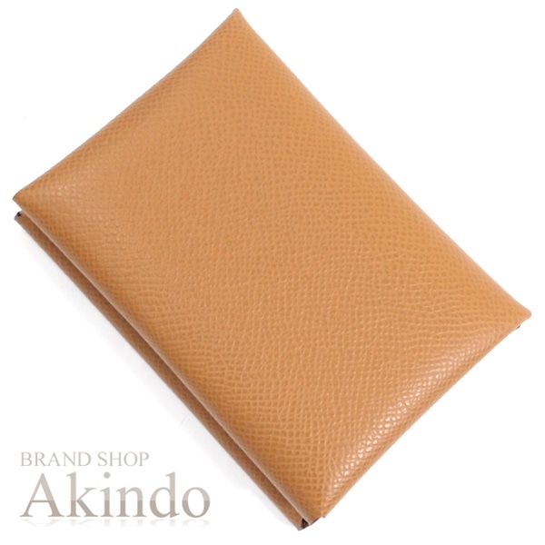 【新品】エルメス カードケース コインケース 財布 カルヴィ デュオ 茶 ゴールド ブラウン エプソン 二つ折り財布 小銭入れ レザー HERMES メンズ レディース カードホルダー カード入れ 本