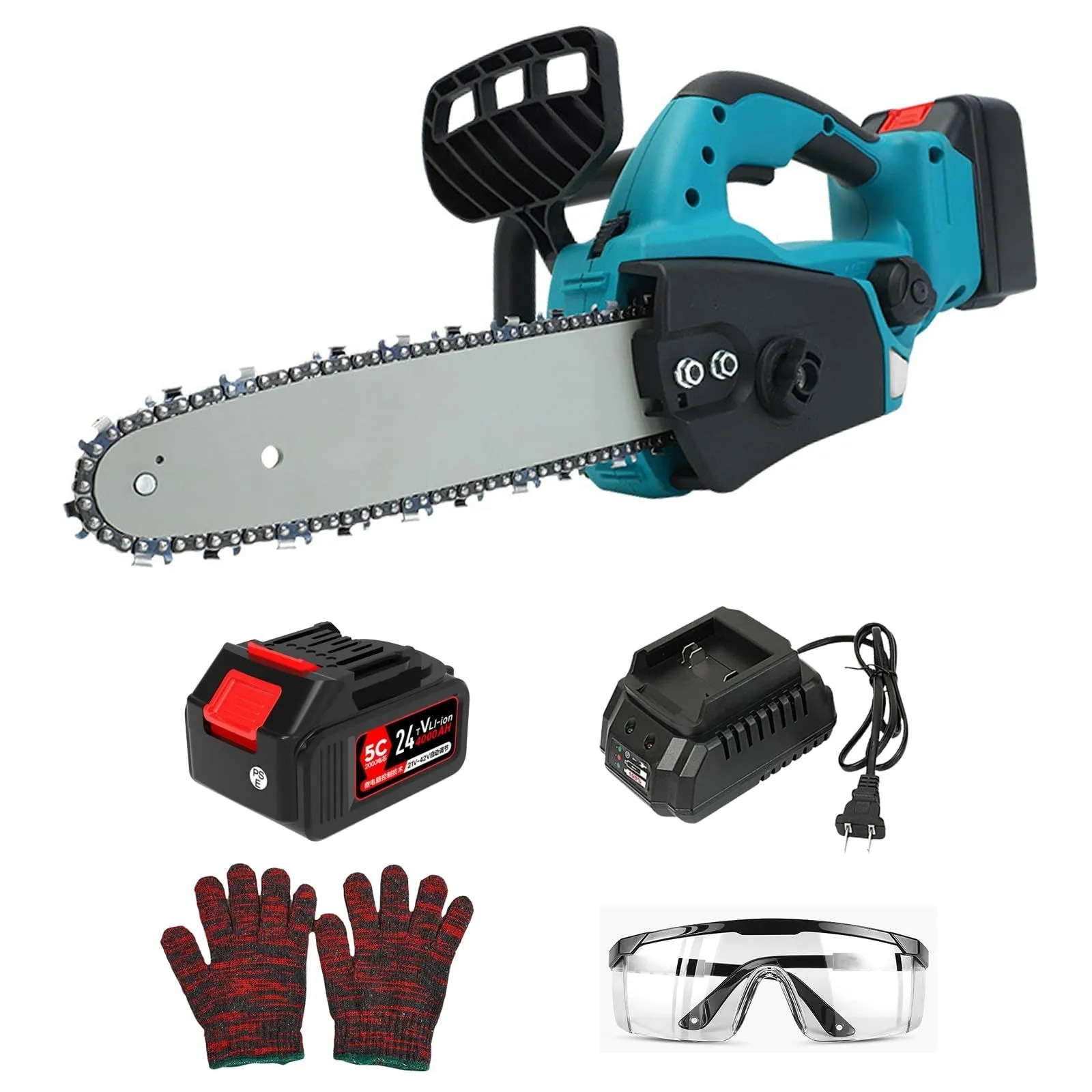 チェンソー 充電式 12インチ 1000W強力 24V 4.0Ah大容量バッテリ 電動チェーンソー コードレス ガイドバー300mm 高枝切りチェーンソー ブラシレスモーター 自動給油 オイルリターン