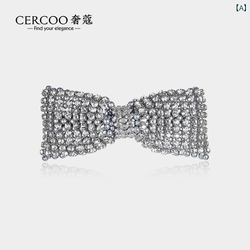 リボン レディース ヘアピン バレッタ クリップ 髪留め アクセサリー エレガント きらきら シンプル おしゃれ