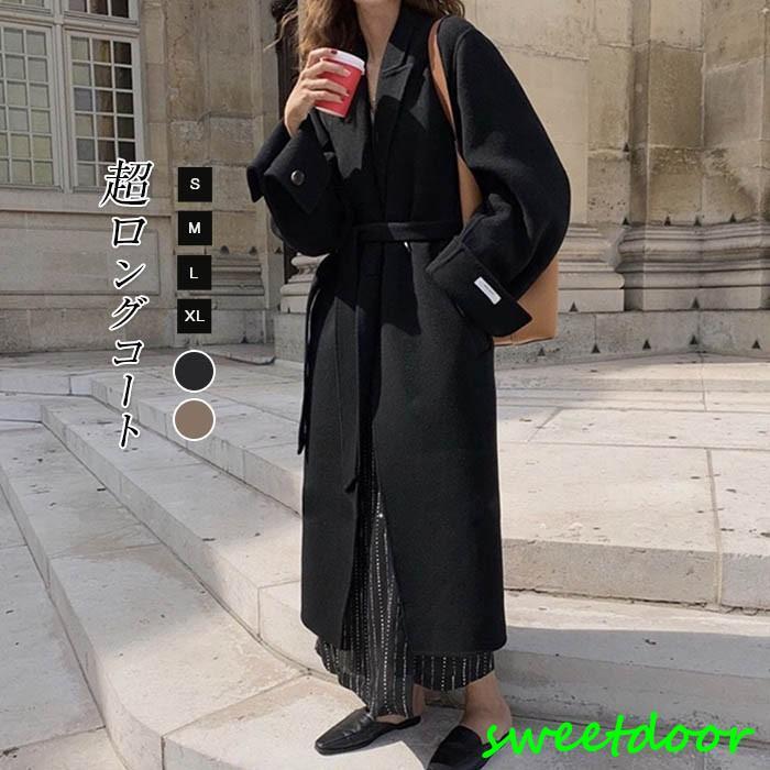 チェスターコート ロングコート レディース ロング丈 アウター コート 長袖 あったか 厚手 モード カジュアル オフィス 上品 黒 秋 冬