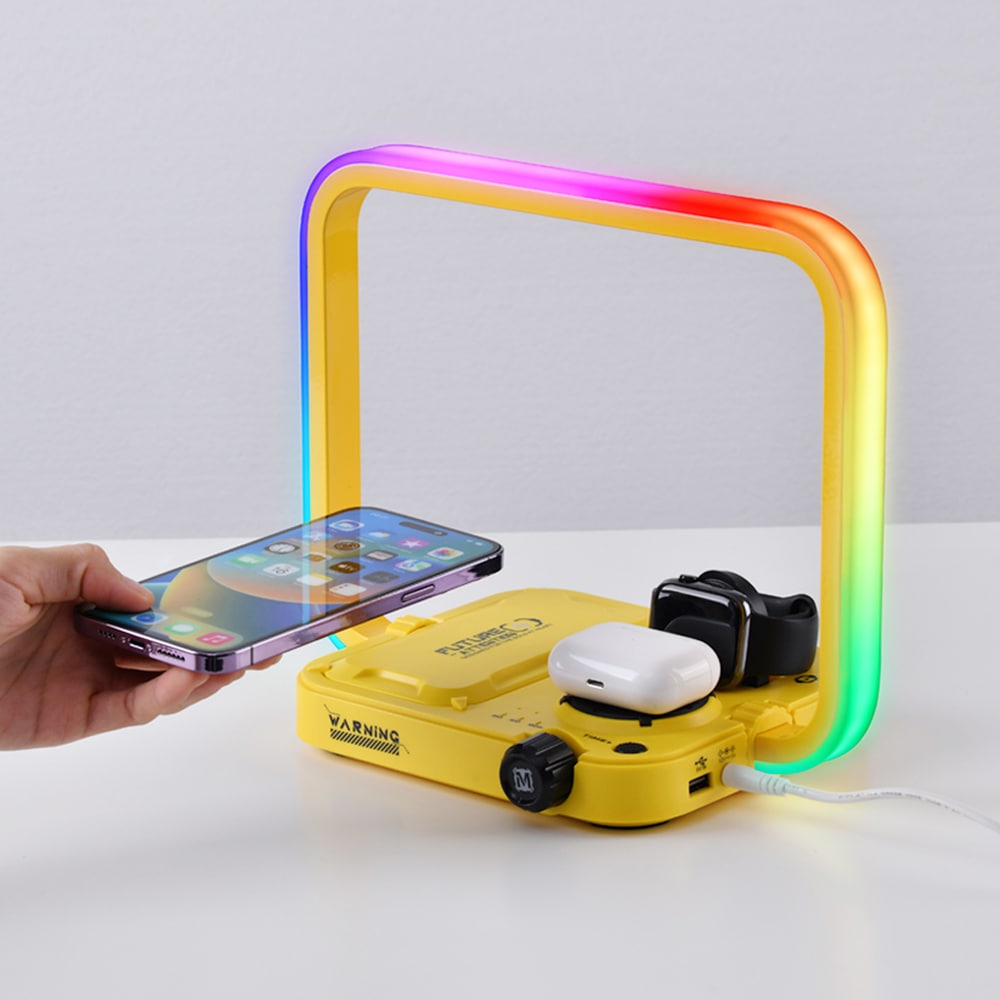 4in1多機能ワイヤレス充電器iPhone14 13 12 11 Pro Max Apple Watch Ultra 8 7 6 SE 雰囲気灯は 高品質なナイトテーブルLEDナイトライトです