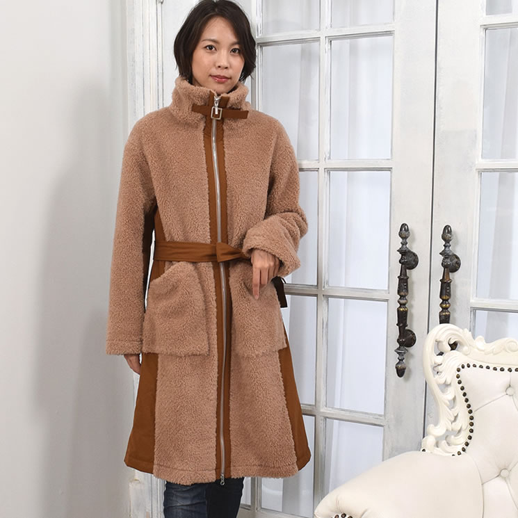 [Merfirge] ウール ボア スタンド コート (WB2001)