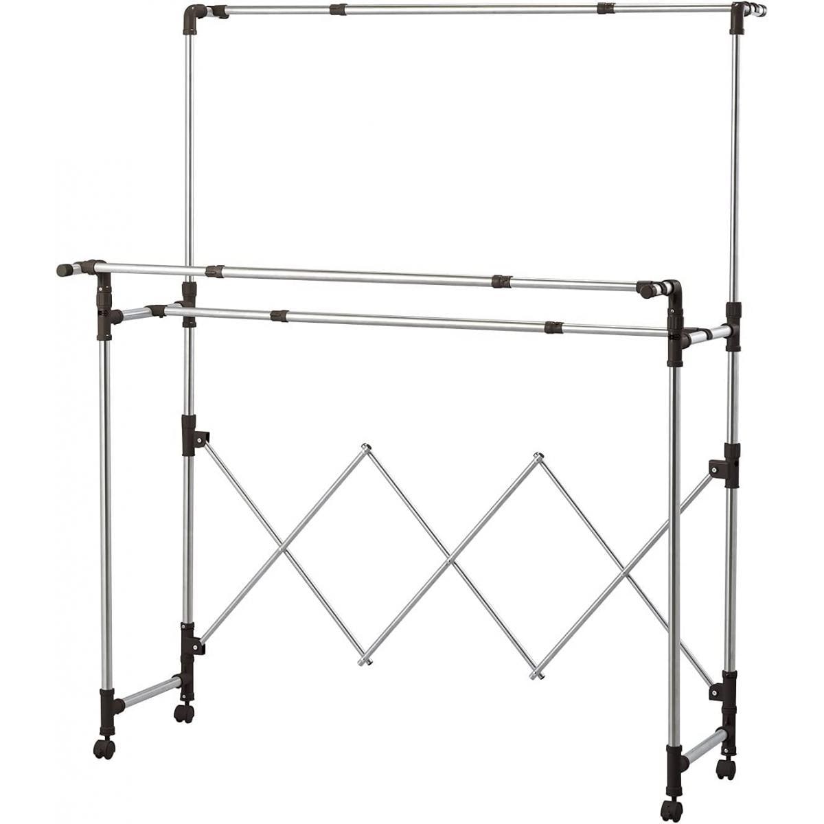 ベストコ ステンレス たたんでコンパクト たっぷり多機能物干し NY-230　室内物干し 部屋干し キャスター付き 【お客様組立】