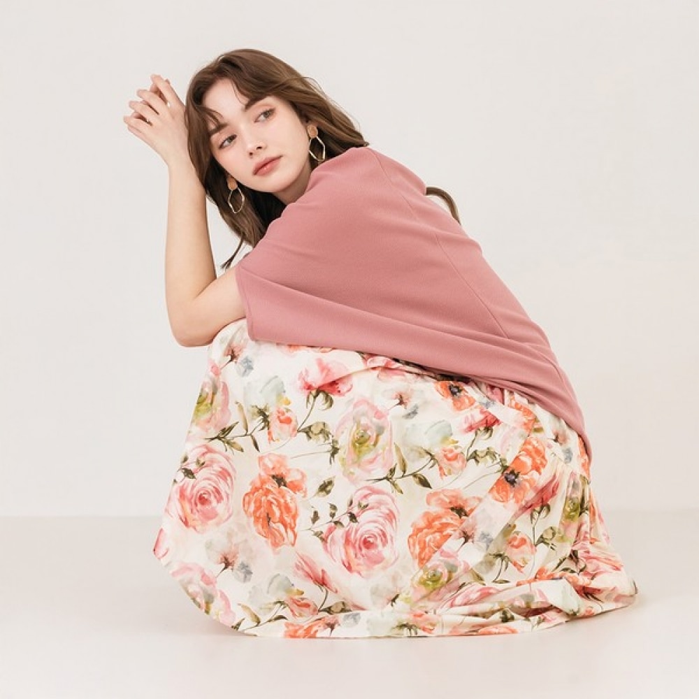 [マックスカルティッジョ] 水彩フラワーロングスカート