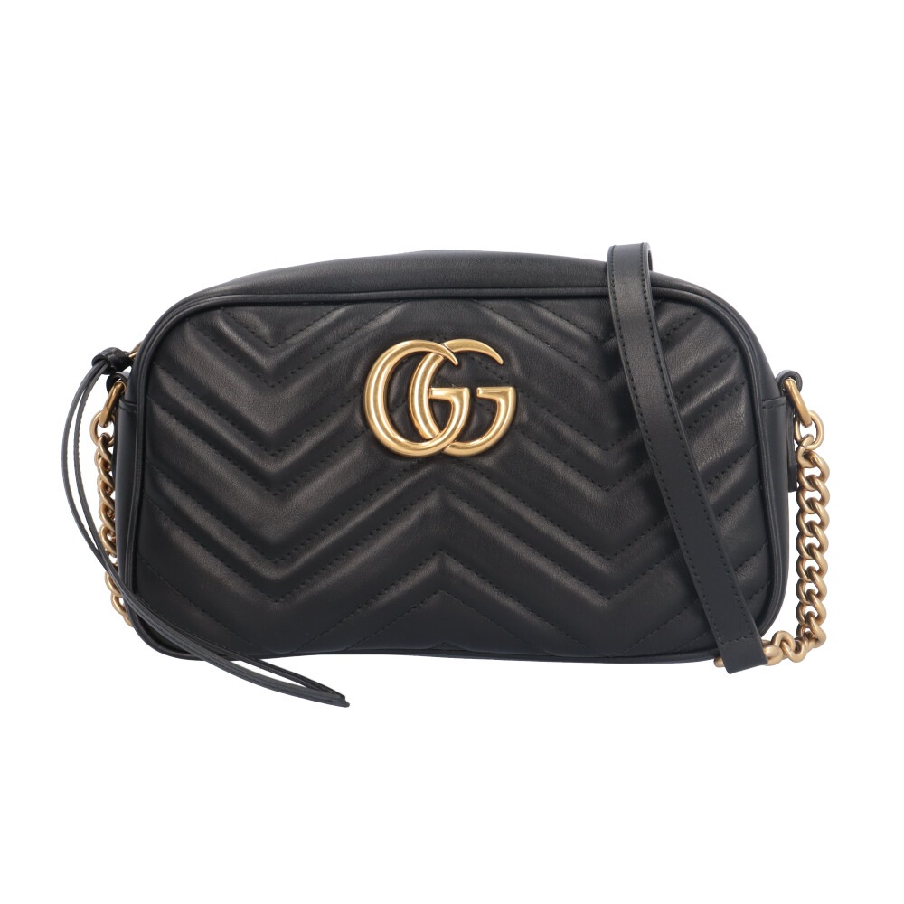 グッチ GGマーモント ショルダーバッグ レザー 447632 ブラック GUCCI 中古