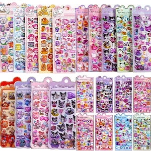 4枚入(3+15+310+5 子供用アニメ3D立体シール キティ シール アニメウサギステッカー 韓国シール インテリ コップ冷蔵庫パソコンどこにでも貼る 手帳装飾シール