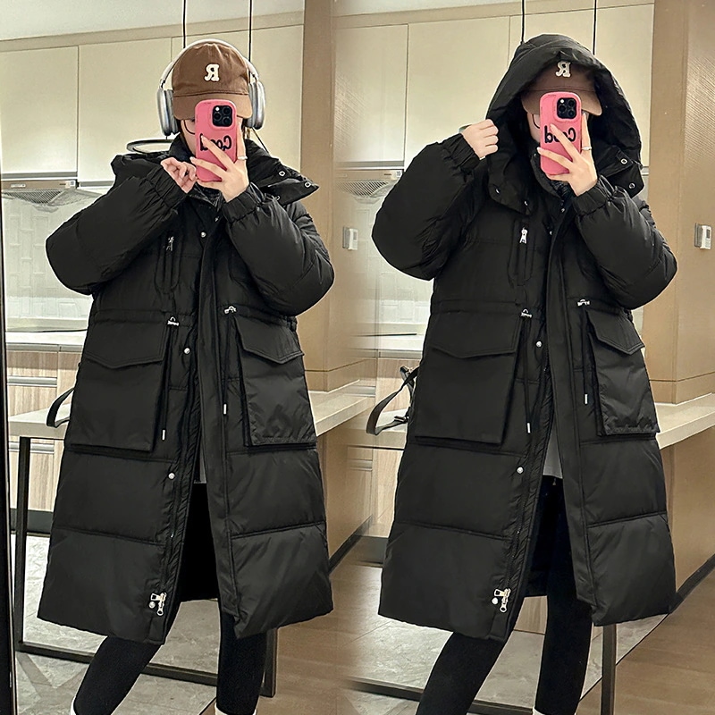 ダウン綿服女性2024年新型韓国版の中長型帽子は防寒がゆるい冬の学生が綿服を厚くすることができる