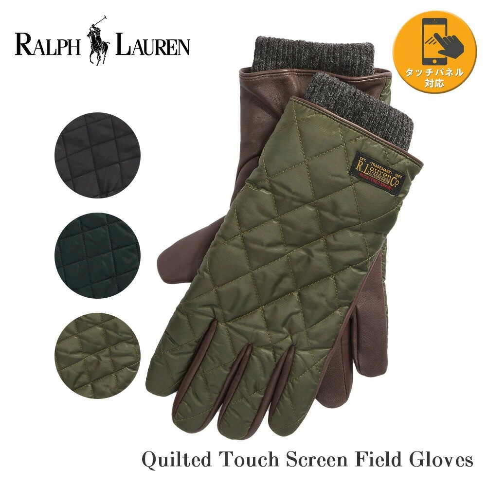 スマートフォン対応 レザー キルティング グローブ PG0078 ブラック オリーブ ネイビー スマホ対応 手袋 革 羊革 シープレザー ブランド プレゼント ギフト 9,600円