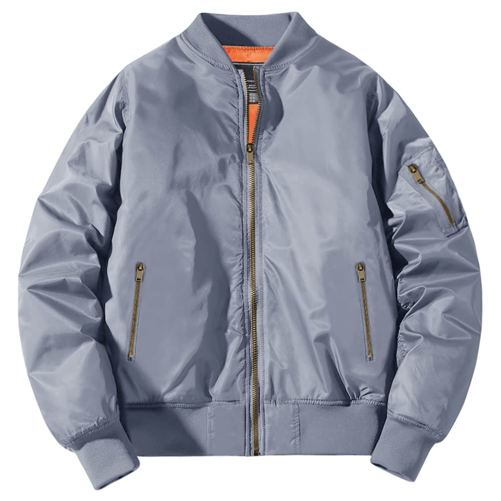 [KEFITEVD] ジャンパー メンズ 冬用 作業着 大きいサイズ 防寒服 ブルゾン 撥水 ジャケット 防風 コート 無地 ジップアップジャケット ワークウェア 秋服 アメカジ ライトグレー 3XL