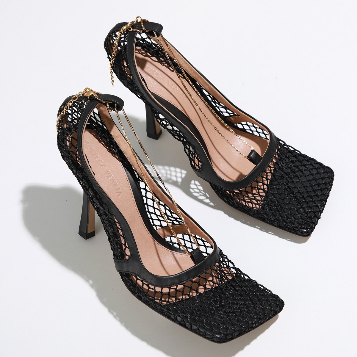 BOTTEGA VENETA ボッテガヴェネタ パンプス 578321 VBPS1 レディース メッシュ レザー チェーン装飾 スクエアトゥ シューズ 靴 1001/BLACK 578321VBPS1その他 パンプス