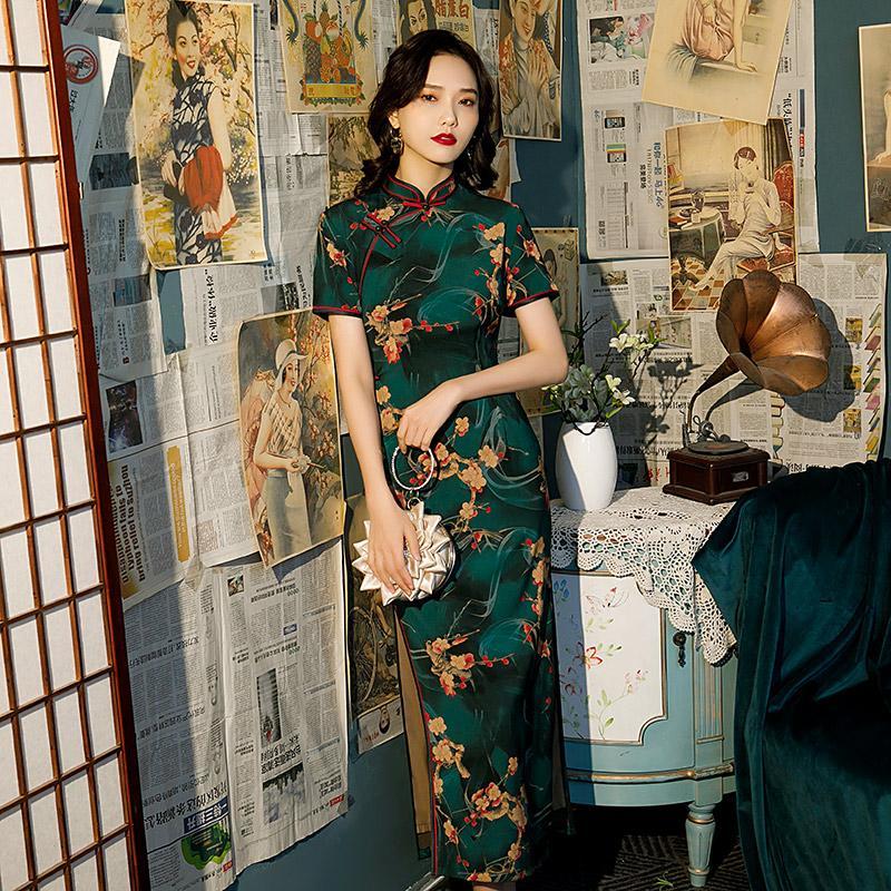 オールド上海チャイナドレス2025春夏レトロスタイルガール半袖チャイナドレス