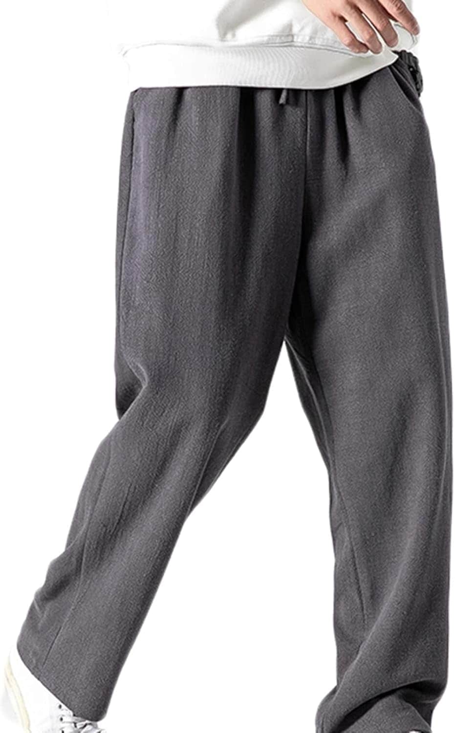 イージーパンツ メンズ ロングパンツ カジュアル 無地 通気性 長ズボン リンネルパンツ ストレート ルーズ ワイドシルエット 夏 春 秋 快適 涼しい リネン ズボン シンプル ナチュラル感 脚長