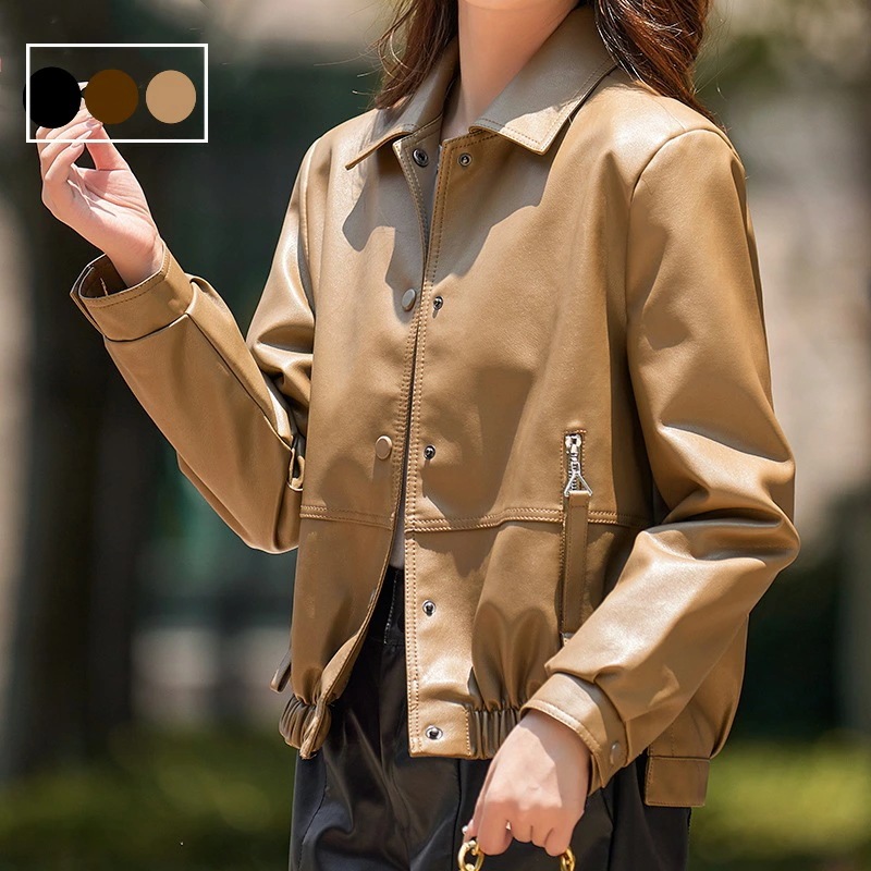 6色選　レディースジャケット レディース ファッション 革ジャン　アウター 秋冬用 細身 防寒　スタンドカラー コート　アウター PUレザージャケット 合成皮革 ショート丈　ポケット付き