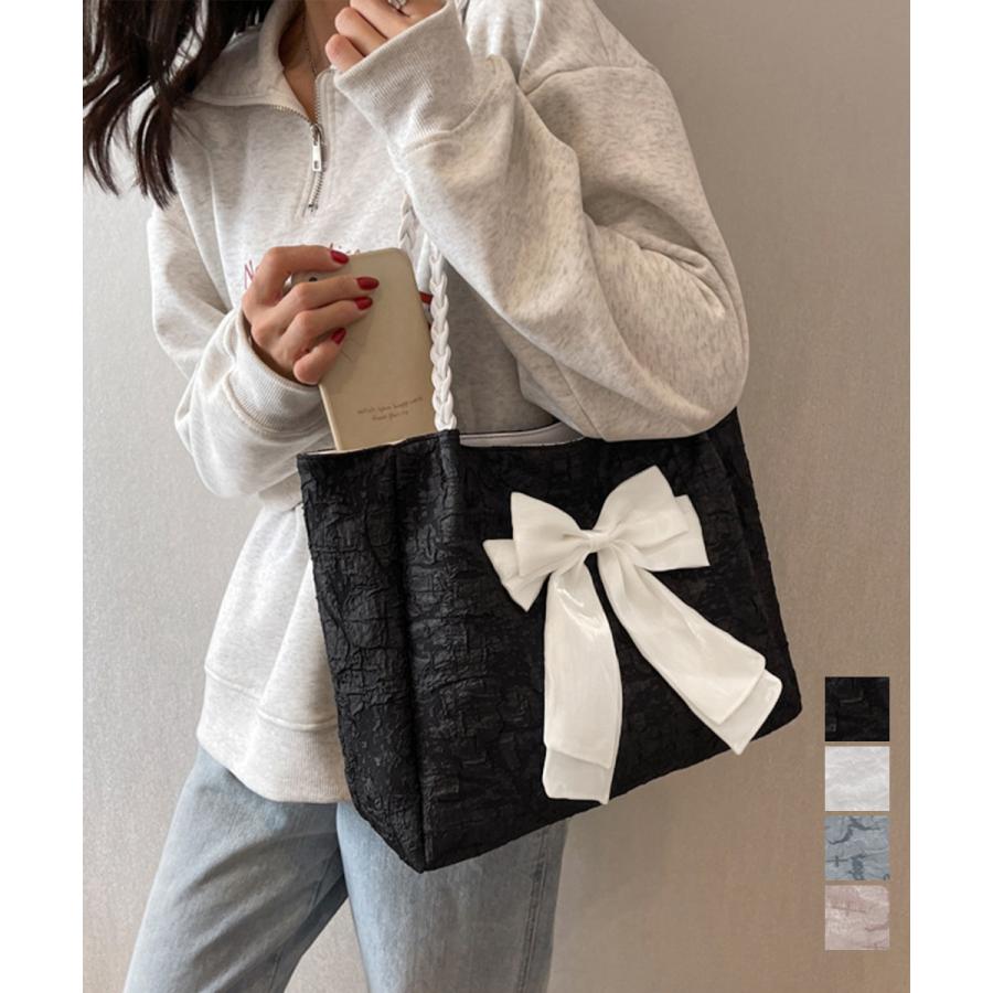 ビッグリボントートバッグ 肩掛け 軽量鞄
